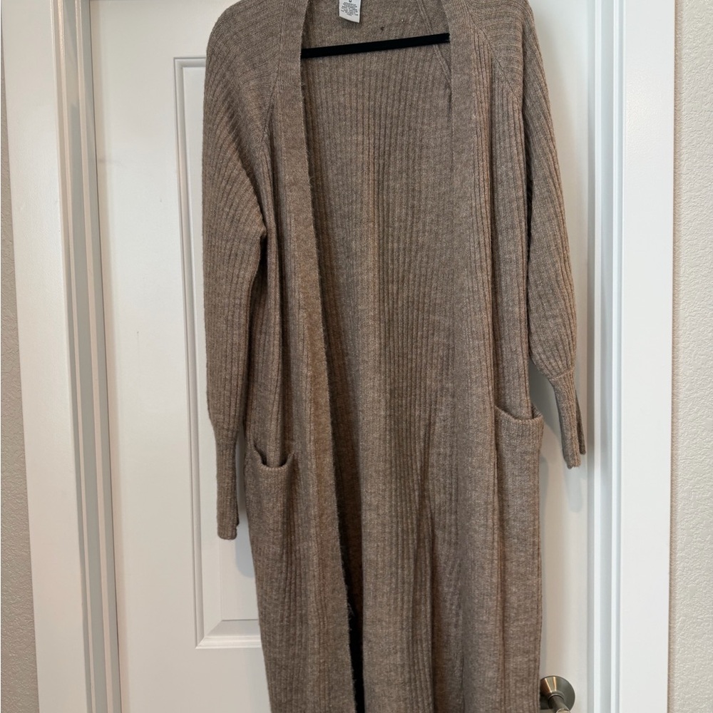 Sweet Romeo Taupe Ribbed Cardigan
